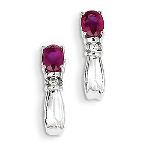 1.1 Carat 14K White Gold Diamond & Ruby Earrings