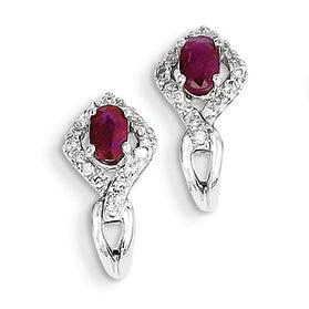 0.9 Carat 14K White Gold Diamond & Ruby Earrings