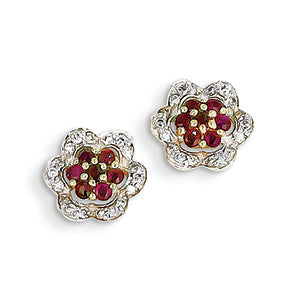 0.4 Carat 14K Gold Diamond & Ruby Earrings