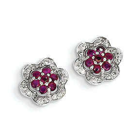0.4 Carat 14K White Gold Diamond & Ruby Earrings