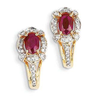 1.6 Carat 14K Gold Diamond & Ruby Earrings