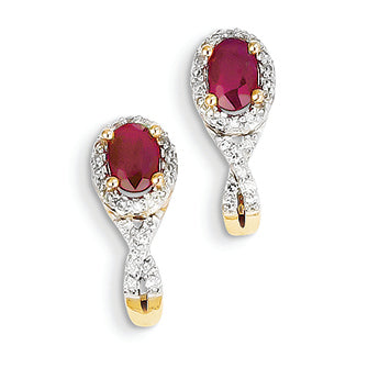1.5 Carat 14K Gold Diamond & Ruby Earrings