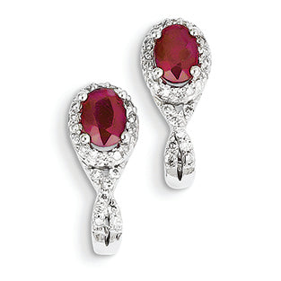 1.5 Carat 14K White Gold Diamond & Ruby Earrings