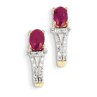 1.5 Carat 14K Gold Diamond & Ruby Earrings