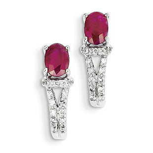 1.4 Carat 14K White Gold Diamond & Ruby Earrings