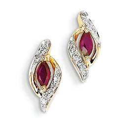 0.5 Carat 14K Gold Diamond & Ruby Earrings