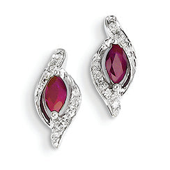 0.5 Carat 14K White Gold Diamond & Ruby Earrings