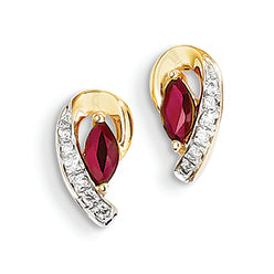 0.5 Carat 14K Gold Diamond & Ruby Earrings