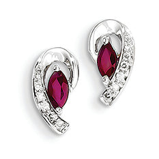 0.5 Carat 14K White Gold Diamond & Ruby Earrings