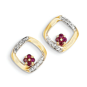 0.3 Carat 14K Gold Diamond & Ruby Earrings