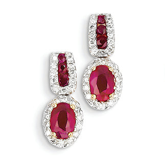 1.9 Carat 14K Gold Diamond & Ruby Earrings