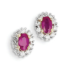 0.9 Carat 14K Gold Diamond & Ruby Earrings