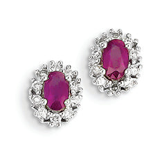 0.9 Carat 14K White Gold Diamond & Ruby Earrings