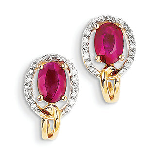 2.3 Carat 14K Gold Diamond & Ruby Earrings