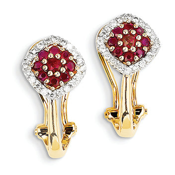 1.2 Carat 14K Gold Diamond & Ruby Earrings
