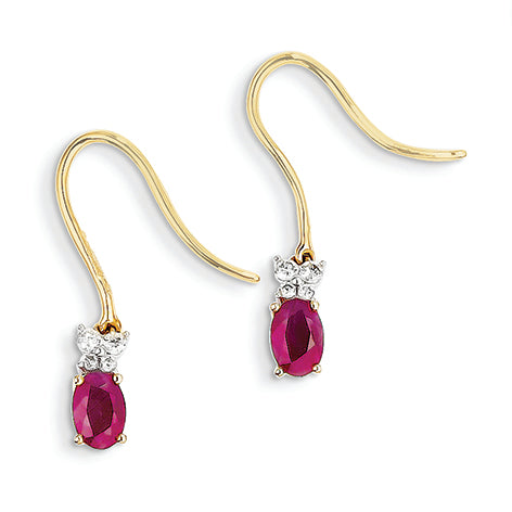 1.4 Carat 14K Gold Diamond & Ruby Earrings
