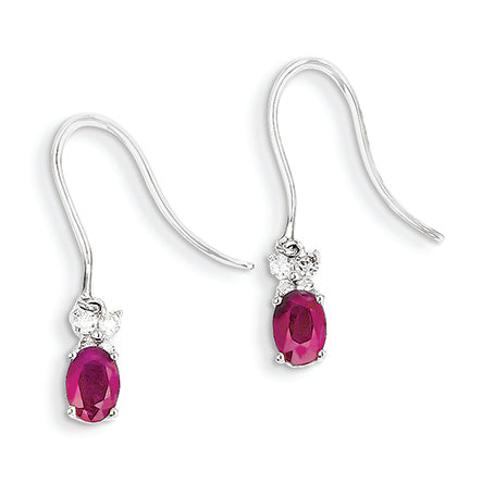 1.4 Carat 14K White Gold Diamond & Ruby Earrings