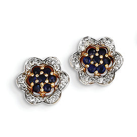 0.4 Carat 14K Gold Diamond & Sapphire Earrings