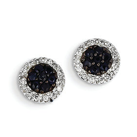 0.5 Carat 14K White Gold Diamond & Sapphire Circle Post Earrings