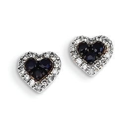 0.4 Carat 14K White Gold Diamond & Sapphire Heart Post Earrings