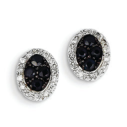 0.7 Carat 14K White Gold Diamond & Sapphire Oval Post Earrings