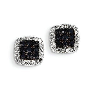 0.9 Carat 14K White Gold Diamond & Sapphire Post Earrings