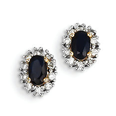 0.9 Carat 14K Gold Diamond & Sapphire Earrings