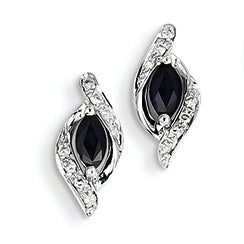 0.5 Carat 14K White Gold Diamond & Sapphire Post Earrings