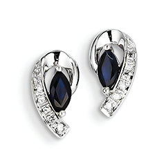 0.5 Carat 14K White Gold Diamond Sapphire Post Earrings