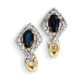 0.9 Carat 14K Gold Diamond & Sapphire Earrings