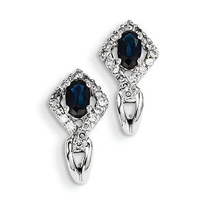 0.9 Carat 14K White Gold Diamond & Sapphire J Hoop Earrings