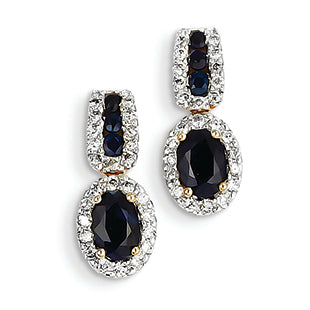1.9 Carat 14K Gold Diamond & Sapphire Earrings