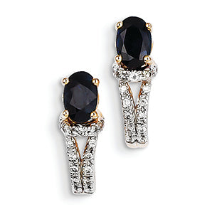 1.4 Carat 14K Gold Diamond & Sapphire Earrings