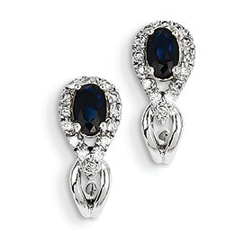 0.8 Carat 14K White Gold Diamond & Sapphire J Hoop Post Earrings