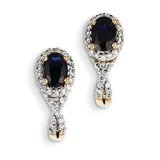 1.6 Carat 14K Gold Diamond & Sapphire Earrings