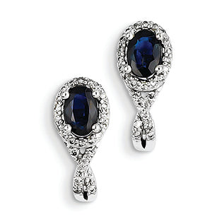 1.6 Carat 14K White Gold Diamond & Sapphire J Hoop Earrings