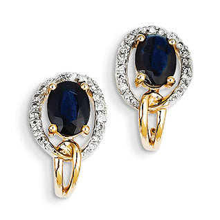 2.4 Carat 14K Gold Diamond & Sapphire Earrings