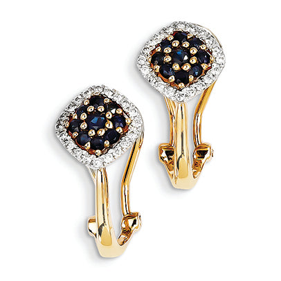 1.2 Carat 14K Gold Diamond & Sapphire Earrings