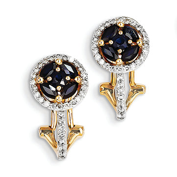 1.6 Carat 14K Gold Diamond & Sapphire Earrings
