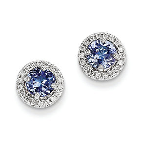 1.7 Carat 14K White Gold Tanzanite Diamond Earring