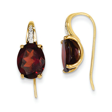 5.5 Carat 14K Gold Diamond and Garnet Oval Dangle Earrings