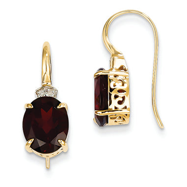 5.4 Carat 14K Gold Diamond and Garnet Oval Dangle Earrings