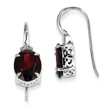 5.4 Carat 14K White Gold Diamond and Garnet Oval Dangle Earrings