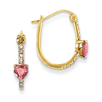 0.7 Carat 14K Gold Diamond Pink Spinel Hoop Earrings