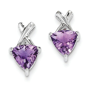 1.8 Carat 14K White Gold Amethyst and White Topaz Trillion Post Earrings
