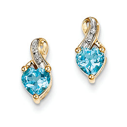 0.8 Carat 14K Gold Diamond and Light Swiss Blue Topaz Post Earrings