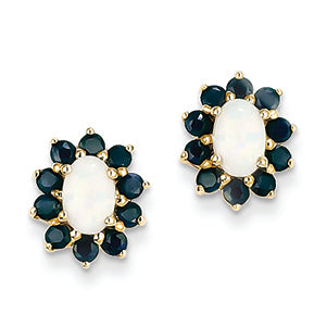 2.8 Carat 14K Gold Opal and Sapphire Post Earrings