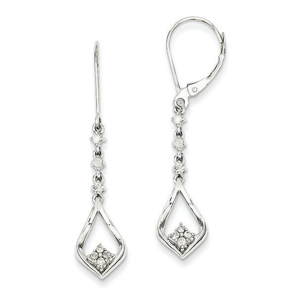 0.2 Carat 14K White Gold Diamond Leverback Earrings