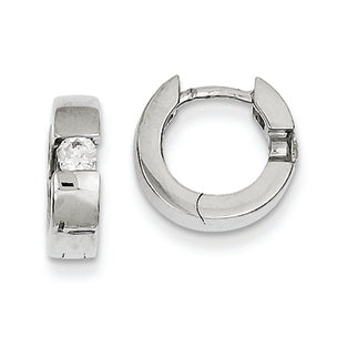 0.2 Carat 14K White Gold Polished Diamond Hinged Hoop Earrings