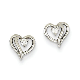 0.1 Carat 14K White Gold Diamond heart earring